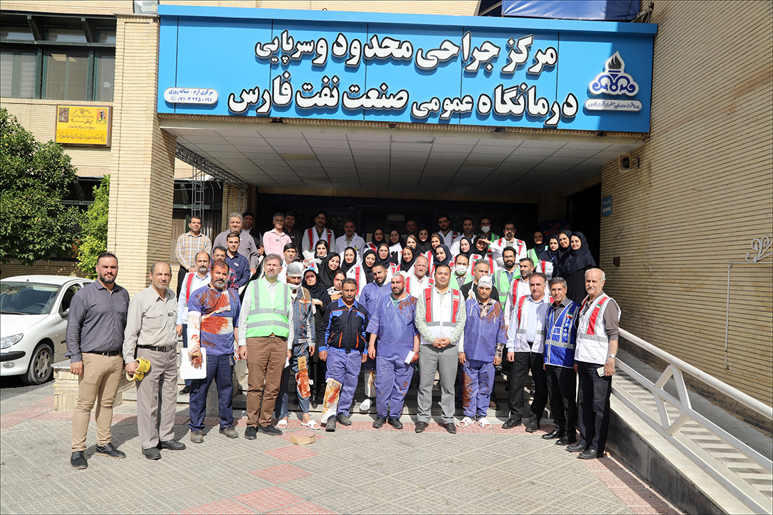 اجرای مانور " مواجهه با مصدومان انبوه" در بهداشت و درمان صنعت نفت فارس 7